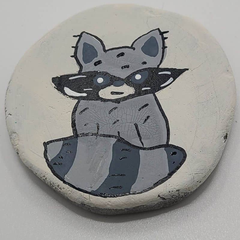 forest animal painted rocks - raccoon final